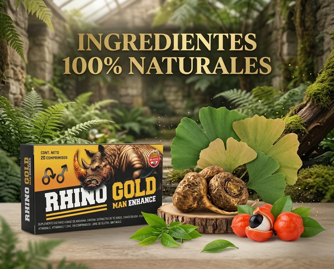 Ingredientes 100% naturales — Maca peruana, Ginkgo Biloba y Guaraná, fórmula sin químicos sintéticos